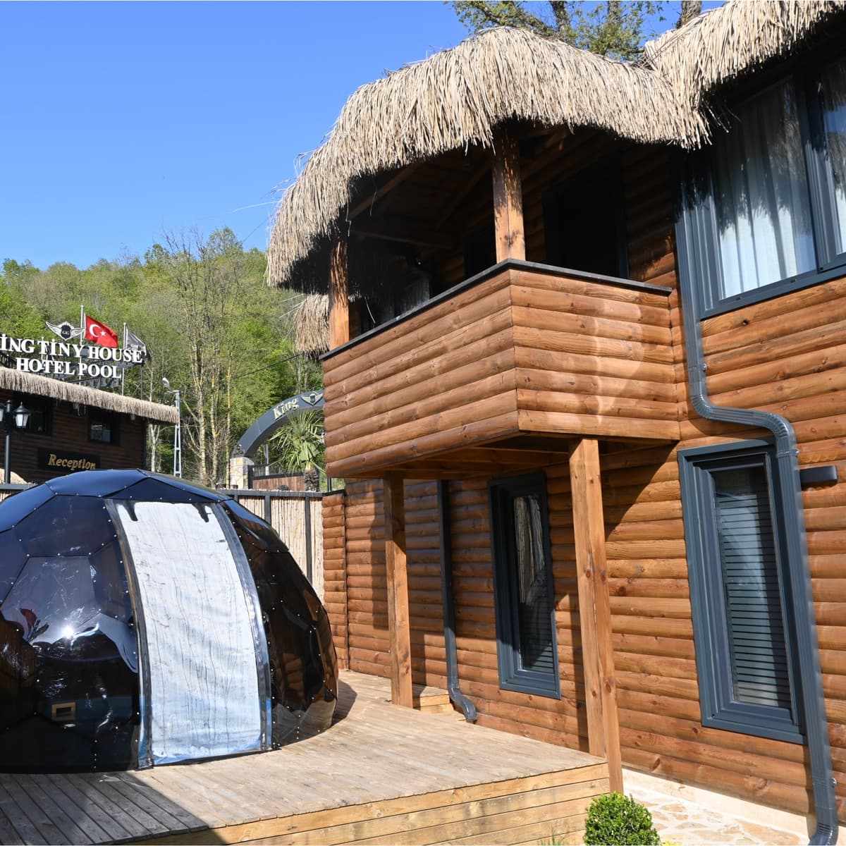 Otel ve Bungalov şömine ve oturma alanı